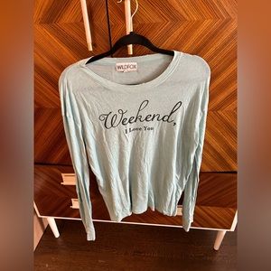 Turquoise Wildfox Weekend Long Sleeve Tee